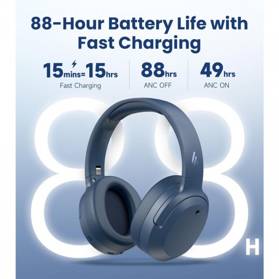 Edifier W820NB Plus Ασύρματα/Ενσύρματα Over Ear Ακουστικά με 49 ώρες Λειτουργίας και Quick Charge Μπλε