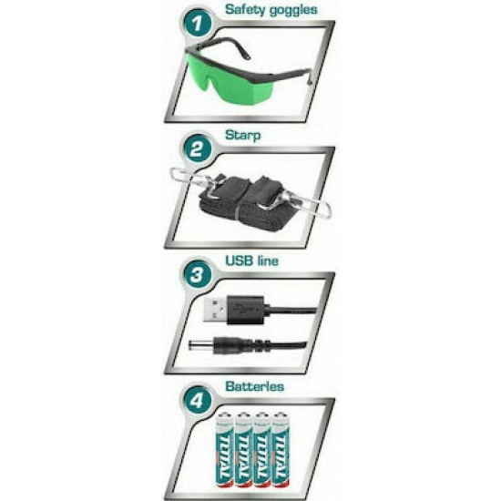 Total (TLL305205) Αλφάδι Laser Αυτό-οριζοντιούμενο 0-20 με Πράσινες Ακτίνες
