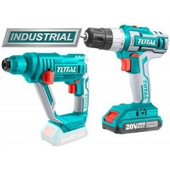 Total Σετ Δραπανοκατσάβιδο & Πιστολέτο 20V με 2 Μπαταρίες 2Ah και Θήκη (TCKLI2008)