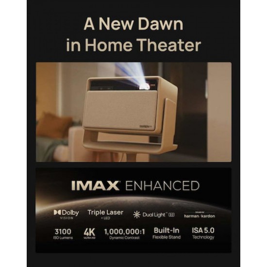 XGiMi Horizon S Max 3D Projector DLP 4K Ultra HD Λάμπας LED με Wi-Fi και Ενσωματωμένα Ηχεία Λευκός