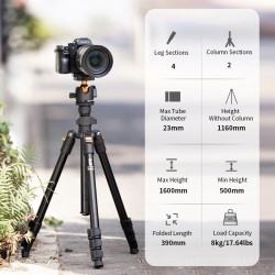 K&F Concept B1234M Travel Tripod Compact Vlog Camera With BH-28L Ball Head (KF09.101V1)
