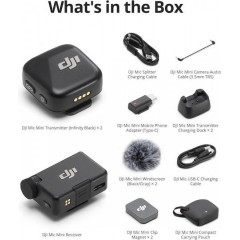 DJI Mic Mini (2 TX + 1 RX) Μικρόφωνο Πέτου Δημοσιογραφικό Black