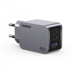 Ugreen Φορτιστής GaN με Θύρα USB-A και 2 Θύρες USB-C και Καλώδιο USB-C - USB-C 65W Power Delivery/Quick Charge 4.0 (25871) Γκρι
