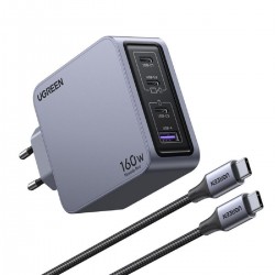 Ugreen Φορτιστής GaN με Θύρα USB-A και 3 Θύρες USB-C και Καλώδιο USB-C - USB-C 160W Power Delivery (25877) Μαύρο