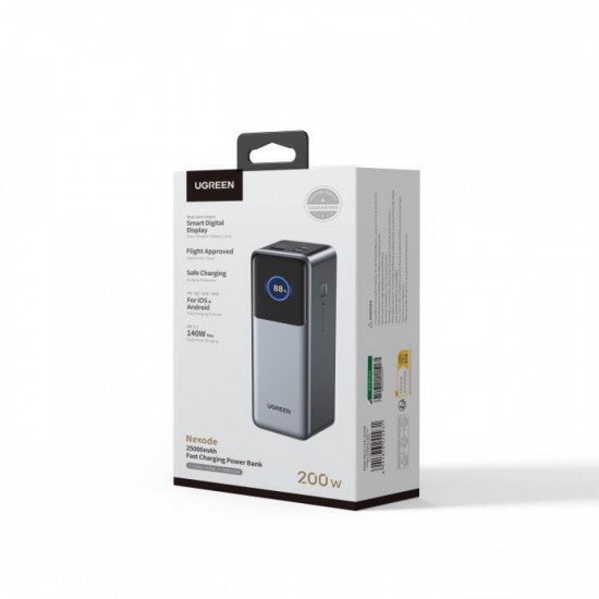 Ugreen PB722 Power Bank 25000mAh 200W με Θύρα USB-A και 2 Θύρες USB-C Quick Charge 3.0 (35525B)