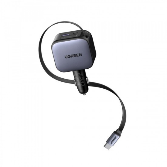 Ugreen EC604 Φορτιστής Αυτοκινήτου 145W 3A με Θύρες 1xUSB 1xType-C με Καλώδιο Ενσωματωμένο (55910B) Γκρι