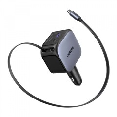 Ugreen EC604 Φορτιστής Αυτοκινήτου 145W 3A με Θύρες 1xUSB 1xType-C με Καλώδιο Ενσωματωμένο (55910B) Γκρι