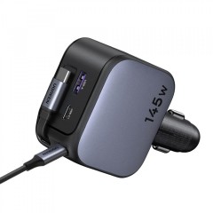 Ugreen EC604 Φορτιστής Αυτοκινήτου 145W 3A με Θύρες 1xUSB 1xType-C με Καλώδιο Ενσωματωμένο (55910B) Γκρι