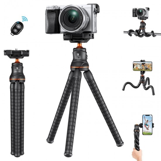 K&F Concept MS-01 Mini Flexible Tripod For Cameras, Action Cameras, Phone with Bluetooth Remote Control (KF09.129)
