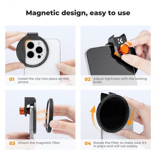 K&F Concept 67mm Clip-On Magnetic ND2-32 Filter Kit For Mobile Phones (KF01.2674)