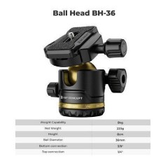 K&F Concept K234A0+BH-36L Magnesium Travel Tripod with Ball Head & Phone Clamp (KF09.149) Black/Gold