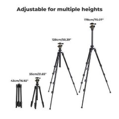 K&F Concept K234A0+BH-36L Magnesium Travel Tripod with Ball Head & Phone Clamp (KF09.149) Black/Gold