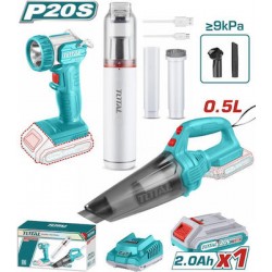 Total (TOSLI20668E) Σετ 2 Σκουπάκια + Φακός Brushless 20V με 1 Μπαταρία 2Ah