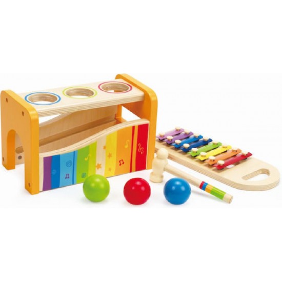 Hape Early Melodies Pound & Tap Bench με Ξυλόφωνο και Μπάλες (E0305AG53)