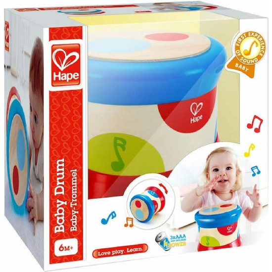Hape Early Melodies Ξύλινο Τύμπανο με Μουσική για 6+ Μηνών (E0333)