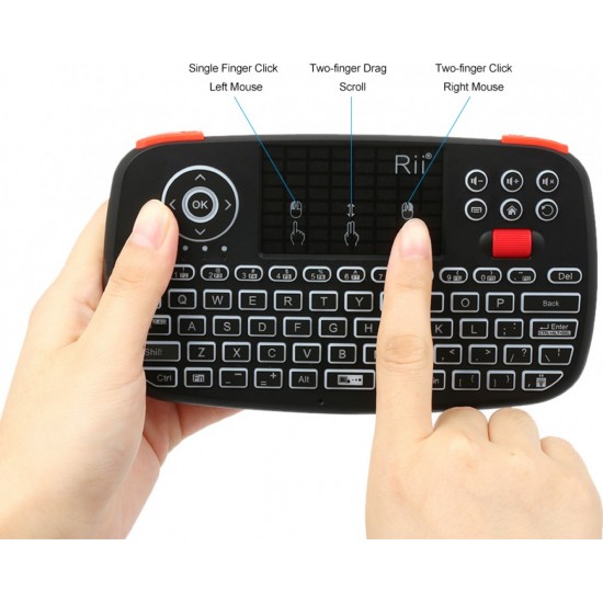 Rii I4 Ασύρματο Mini Πληκτρολόγιο με Touchpad Αγγλικό US (RT-MINII4) Μαύρο