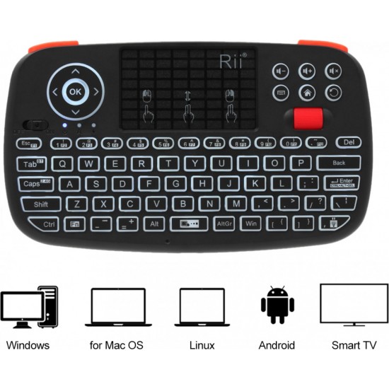 Rii I4 Ασύρματο Mini Πληκτρολόγιο με Touchpad Αγγλικό US (RT-MINII4) Μαύρο