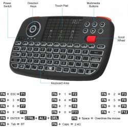 Rii I4 Ασύρματο Mini Πληκτρολόγιο με Touchpad Αγγλικό US (RT-MINII4) Μαύρο