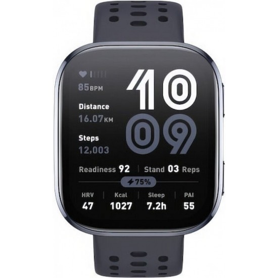 Amazfit Bip 6 46mm Αδιάβροχο Smartwatch με Παλμογράφο (Μαύρο)