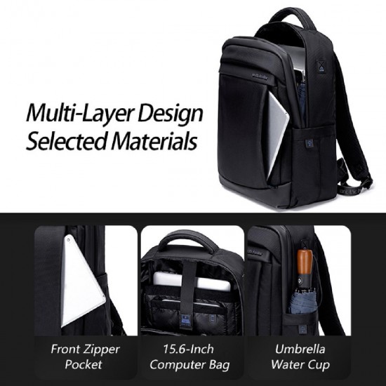 Arctic Hunter (B00478-BK) Μαύρη Αδιάβροχη Τσάντα Πλάτης για Laptop 15.6