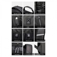 Arctic Hunter (B00388-GY) Γκρι Αδιάβροχη Τσάντα Πλάτης για Laptop 15.6