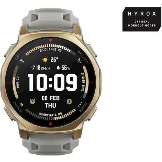 Amazfit T-Rex 3 Pro Titanium 44mm Αδιάβροχο Smartwatch Arctic Gold