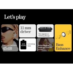 Nothing Ear (a) In-ear Bluetooth Handsfree Ακουστικά με Αντοχή στον Ιδρώτα και Θήκη Φόρτισης (A10600065) Κίτρινα