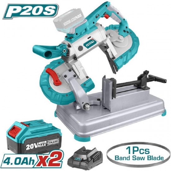 Total Επαγγελματική Πριονοκορδέλα Μετάλλου Μπαταρίας 20V 2x4Ah (TBSLI201272)