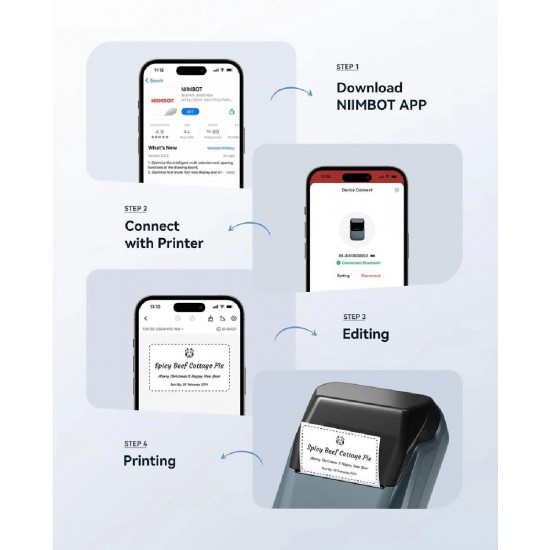 NIIMBOT smart θερμικός εκτυπωτής ετικετών B1, 203dpi, Bluetooth, μπλε B1-BL