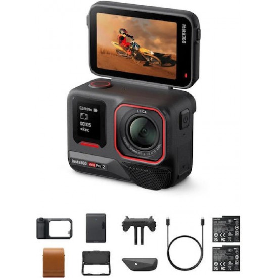 Insta360 Ace Pro 2 Action Camera 8K Υποβρύχια Flash Print Bundle with pocket printer με Οθόνη Αφής 2.4
