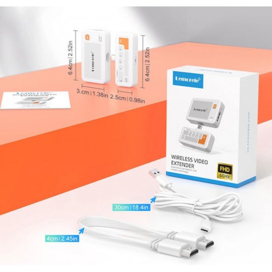Lemorele P400 Ασύρματος Μεταδότης Οθόνης Type-c Transmitter Hdmi Receiver Plug & Play 1080p 60hz 50μέτρα