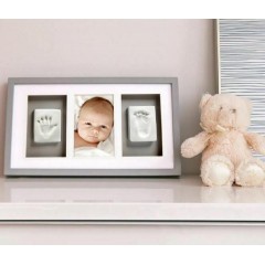 Pearhead Κορνίζα με φωτογραφία και αποτύπωμα Μωρού με πηλό (P63001) Γκρι