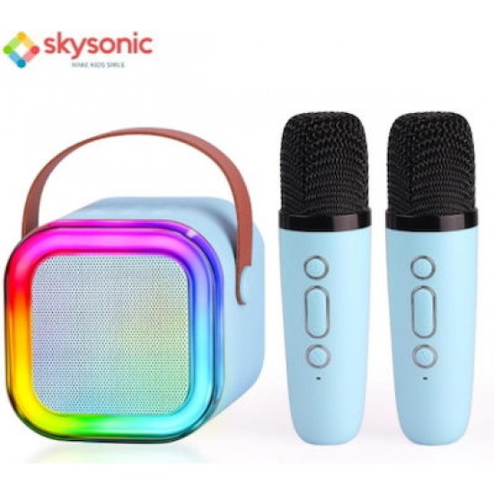 Skysonic K8 Karaoke Ηχείο Bluetooth με 2 Μικρόφωνα (04242) Γαλάζιο