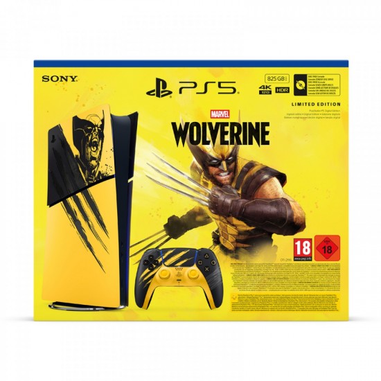 Sony PlayStation 5 Digital Slim Marvel's Wolverine Battle Yellow Limited Edition Bundle