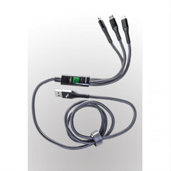 Keanos LED USB to Type-C / micro USB Cable 1.2m Μαύρο