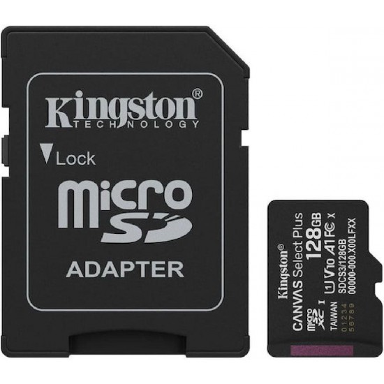 Kingston Canvas Select Plus microSDHC 128GB U1 V10 A1 UHS-I 150MB/s με αντάπτορα