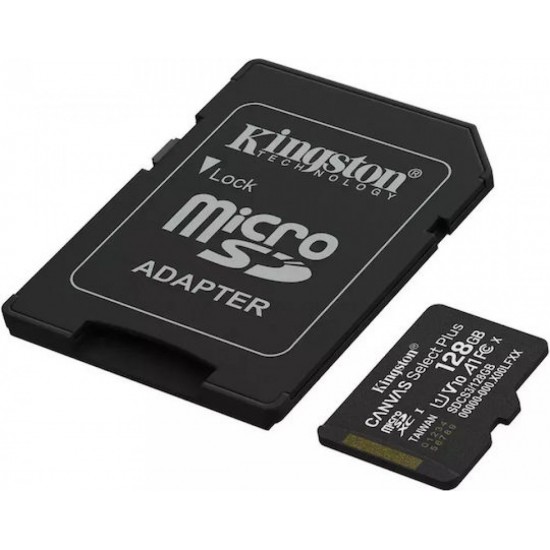 Kingston Canvas Select Plus microSDHC 128GB U1 V10 A1 UHS-I 150MB/s με αντάπτορα