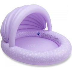 Swim Essentials Φουσκωτή Πισίνα Μωρού με σκιαστρο 100 εκ Lila Leopard
