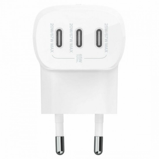 Belkin BoostCharge 3-Port USB-C Wall Charger with PPS 67W (WCC002vfWH) White