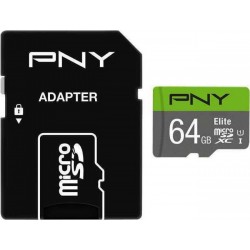 PNY Elite microSDXC 64GB Class 10 U1 UHS-I με αντάπτορα (P-SDUX64U185GW-GE)