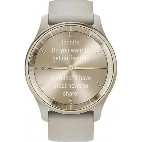 Garmin Vivomove Trend Stainless Steel 40mm Αδιάβροχο Smartwatch με Παλμογράφο (010-02665-02) Cream Gold