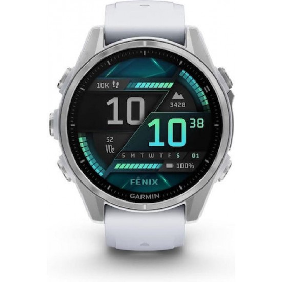 Garmin Fenix 8 Stainless Steel 43mm Αδιάβροχο Smartwatch με Παλμογράφο (010-02903-00) Whitestone