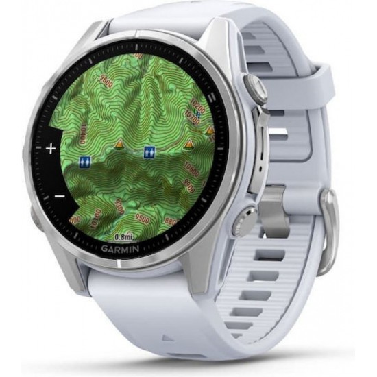 Garmin Fenix 8 Stainless Steel 43mm Αδιάβροχο Smartwatch με Παλμογράφο (010-02903-00) Whitestone