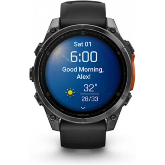 Garmin Fenix 8 Stainless Steel 47mm Αδιάβροχο Smartwatch με Παλμογράφο (010-02904-00) Slate Grey