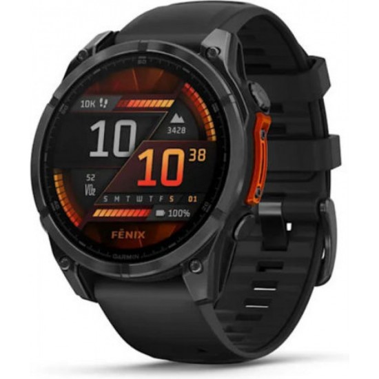 Garmin Fenix 8 Stainless Steel 47mm Αδιάβροχο Smartwatch με Παλμογράφο (010-02904-00) Slate Grey