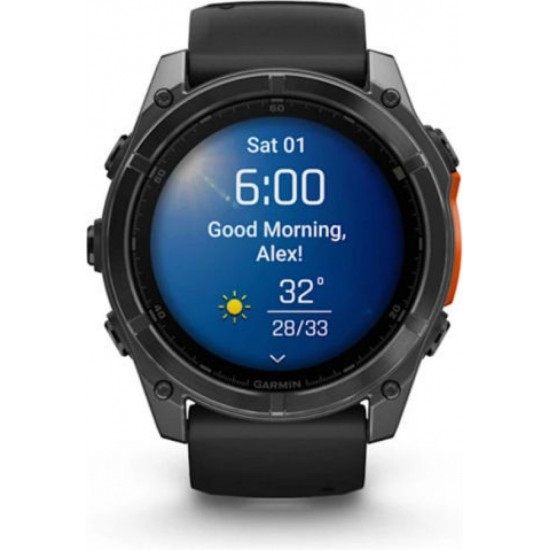 Garmin Fenix 8 Stainless Steel 51mm Αδιάβροχο Smartwatch με Παλμογράφο (010-02905-00) Slate Grey