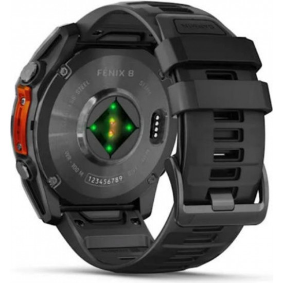 Garmin Fenix 8 Stainless Steel 51mm Αδιάβροχο Smartwatch με Παλμογράφο (010-02905-00) Slate Grey