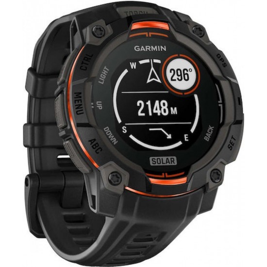 Garmin Instinct 3 Solar Aluminium 45mm Αδιάβροχο Smartwatch με Παλμογράφο (010-02934-00) Black