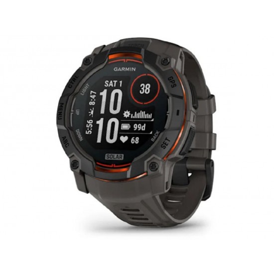 Garmin Instinct 3 Solar Aluminium 50mm Αδιάβροχο Smartwatch με Παλμογράφο 010-02935-00 Black