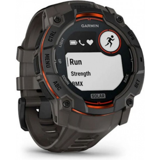 Garmin Instinct 3 Solar Aluminium 50mm Αδιάβροχο Smartwatch με Παλμογράφο 010-02935-00 Black